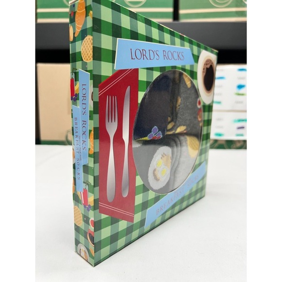 Lord's Rocks Men's 4-Pack Breakfast Socks Waffle Coffee Egg‎ Toast Fun Gift Set - Picture 3 of 7